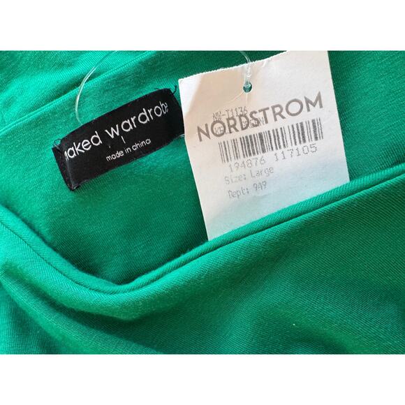 New ~ NAKED WARDROBE ~ Women's Green Long Sleeve Cropped Blouse Top Size L - Picture 3 of 4